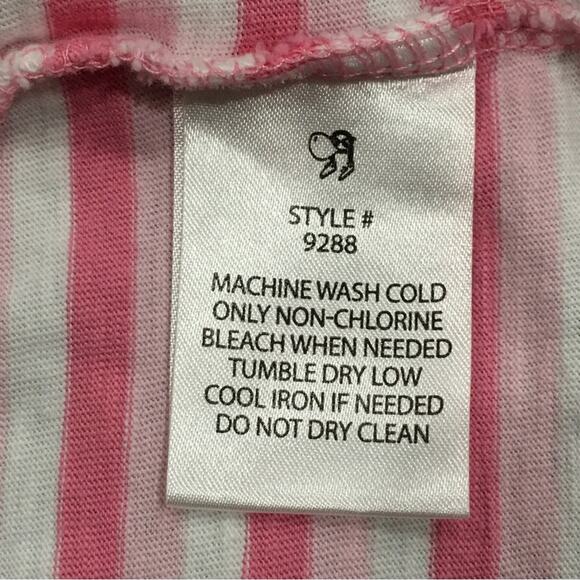 Rockets of Awesome Girl Sz 12 Stripe Pink & White Dress 100% Cotton Drop Waist - Picture 6 of 11